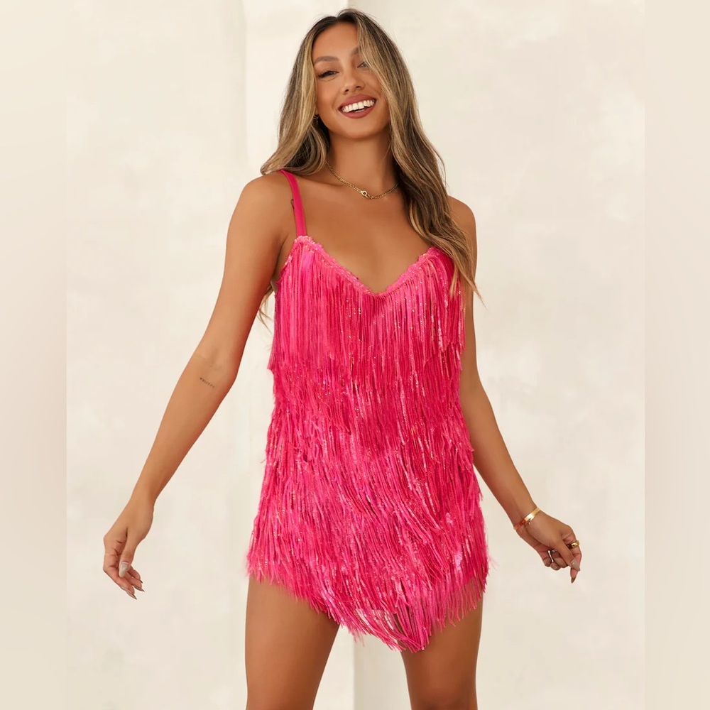 SHE'S A SHOWGIRL SEQUIN MINI DRESS PINK. NWT. Size Small